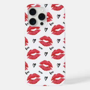 Besos rojos y patrón de corazones