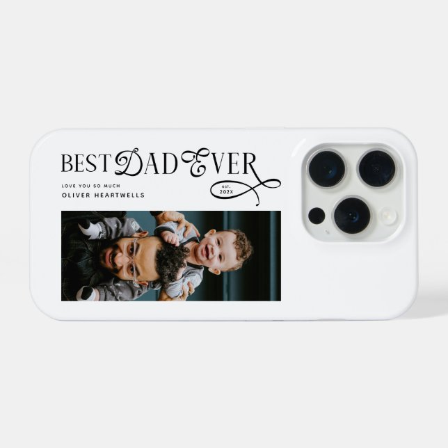 Funda Para iPhone  Best Dad Ever Photo Modern Fathers Day Gifts (Reverso Horizontal)