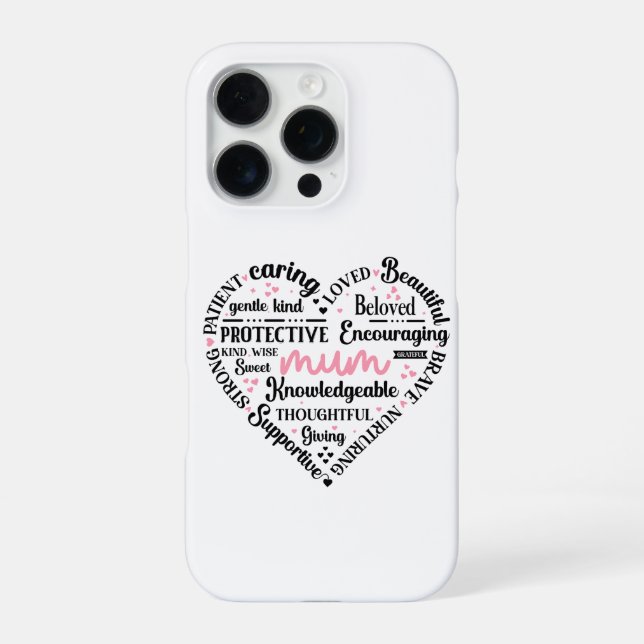 Funda Para iPhone Best Mum Ever: Mother's Day & Birthday Heart Word (Reverso)