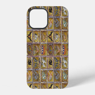 FUNDA PARA iPhone 12 BESTIARIO MEDIEVAL, ANIMALES FANTÁSTICOS,ROJO AZUL
