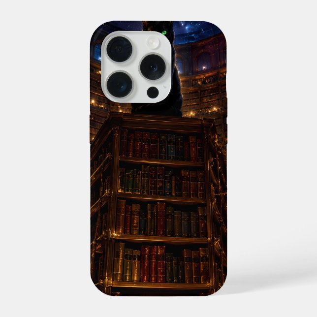 Funda Para iPhone "Biblioteca de Medianoche Gato (Reverso )