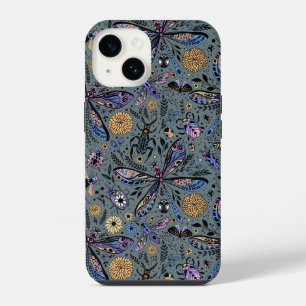 Funda Para iPhone 14 Bichos garabateados sobre gris slater