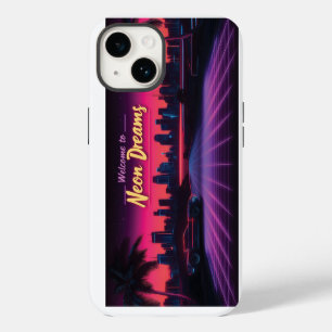 Funda Para iPhone 14 Bienvenido a Neon Dreams - Paisaje urbano de Retro