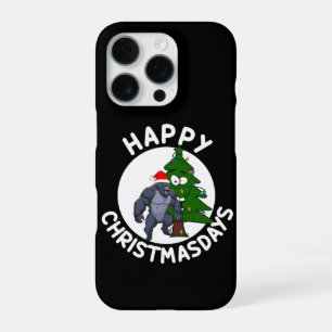 Funda Para iPhone 16 Pro Bigfoot divertido de Navidad con sombrero de Santa