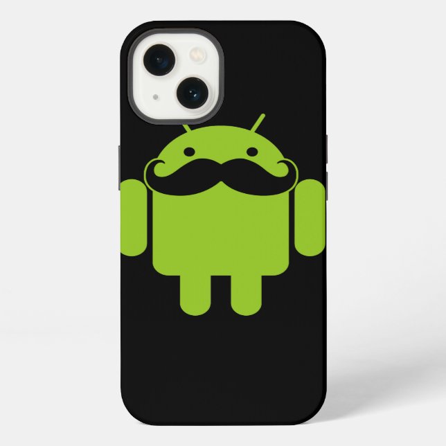 Funda Para iPhone Bigote androide del robot en negro (Reverso )