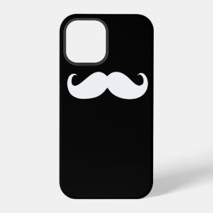 Funda Para iPhone 12 Pro Bigote Blanco Divertido sobre Fondo Negro