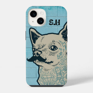 Funda Para iPhone 14 Bigote Chihuahua Grafiti Monograma