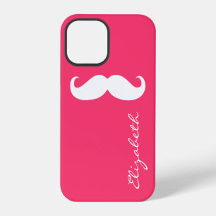 Funda Para iPhone 12 Pro Bigote Fondo Rosa Caliente Plano