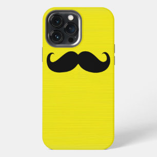 Funda Para iPhone 13 Pro Max Bigote negro divertido sobre fondo amarillo