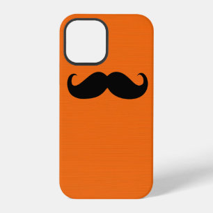 Funda Para iPhone 12 Pro Bigote negro divertido sobre fondo naranja