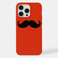 Bigote negro divertido sobre fondo rojo naranja