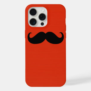Bigote negro divertido sobre fondo rojo naranja