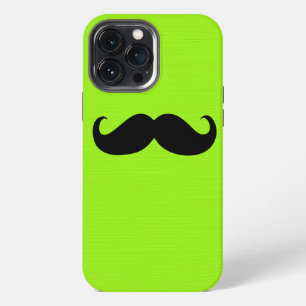 Funda Para iPhone 13 Pro Max Bigote negro divertido sobre fondo verde amarillo