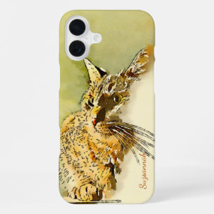 Funda Para iPhone 16 Plus Bigotes de gato acuarela Corazón rosa nariz person