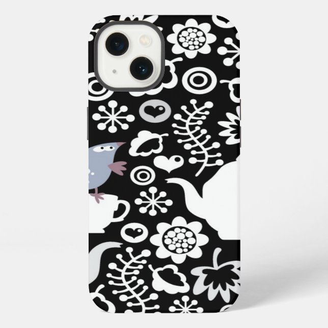 Funda Para iPhone Birds and cups pattern (Reverso )