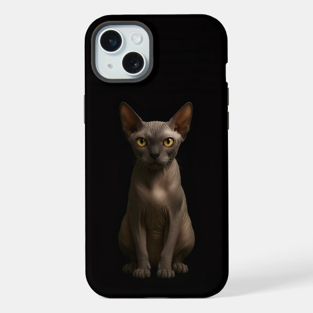 Funda Para iPhone Black 4 Luxe, gato Sphynx iPhone 15 Plus (Reverso )