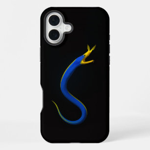 Funda Para iPhone 16 Plus Black 4 Luxe iPhone 16 Plus, Anguila de Cinta Azul
