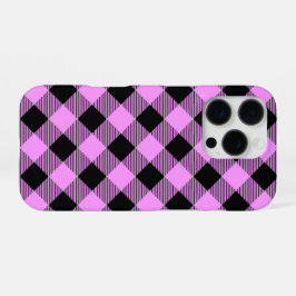 Funda Para iPhone 16 Pro Black and Coral Checked