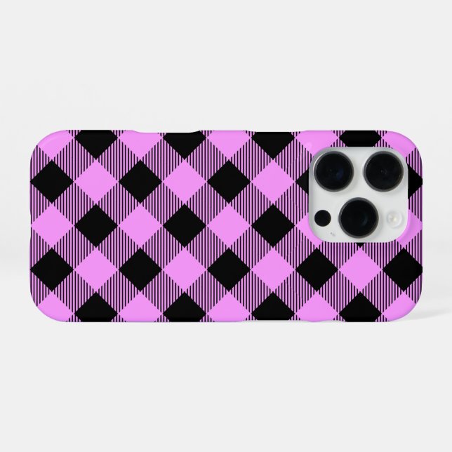 Funda Para iPhone Black and Coral Checked (Reverso Horizontal)