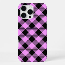 Funda Para iPhone 16 Pro Max Black and Coral Checked