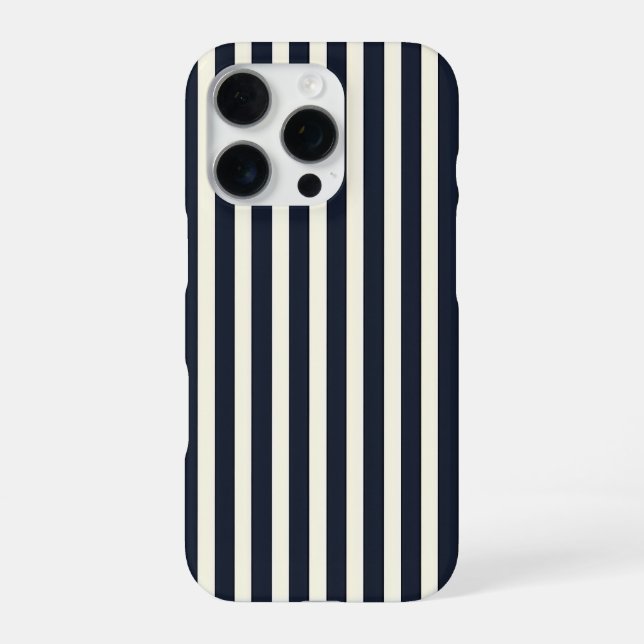 Funda Para iPhone Black and Cream Striped Phone Case (Reverso)