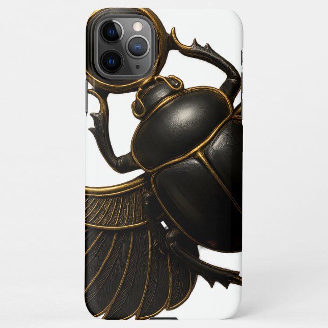 Funda Para iPhone Black and Gold Pharaonic Beetle iPhone Case (Reverso)