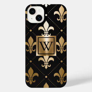 Funda Para iPhone 14 Plus Black and Golden Fleur-de-lis