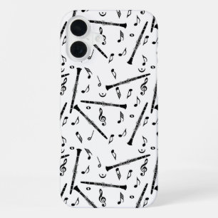 Funda Para iPhone 16 Plus Black Clarinets Music Notes