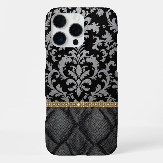 Funda Para iPhone black Classic Damask Luxe (Reverso )