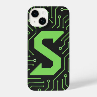 Funda Para iPhone 14 “Black Cover with Neon Green Lines Trendy