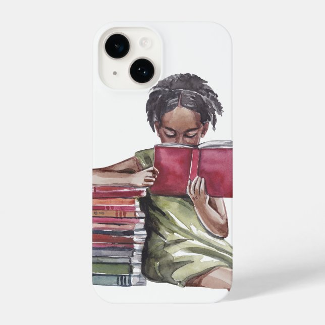 Funda Para iPhone Black Girl Reading Books Illustration (Reverso )