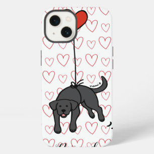 Black Labrador Floral Heart