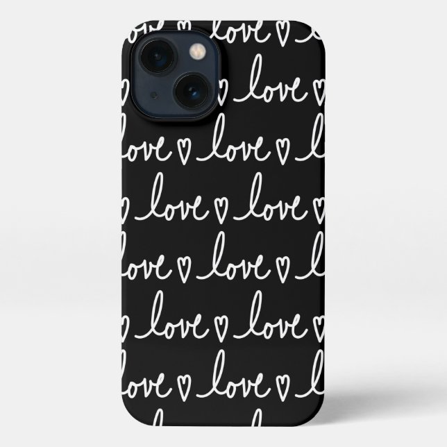 Funda Para iPhone Black Love Written Words Print  (Reverso )