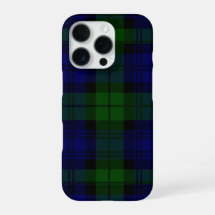 Funda Para iPhone 16 Pro Black Watch Tartan Blue Green Plage