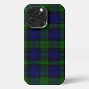 Funda Para iPhone 13 Pro Black Watch Tartan Blue Green Plage