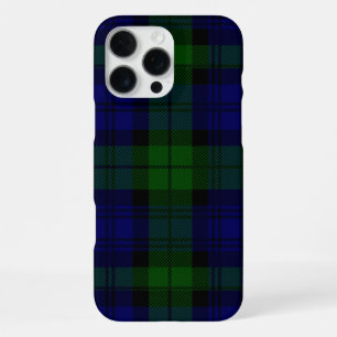 Funda Para iPhone 16 Pro Max Black Watch Tartan Blue Green Plage