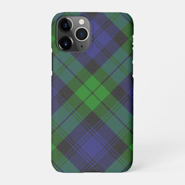 Funda Para iPhone Black Watch Tartán trazar patrón escocés (Reverso)