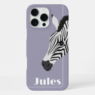 Funda Para iPhone 16 Pro Max Black White Zebra Purple add Name