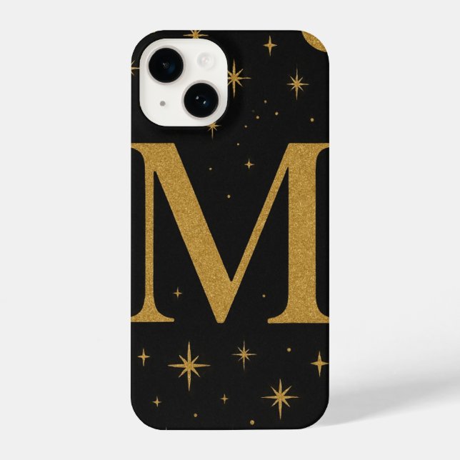 Funda Para iPhone Black & Yellow Star Phone Case with Big M – Trendy (Reverso )