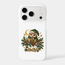 Funda para iPhone blanca de Navidad Búho Noche Sil