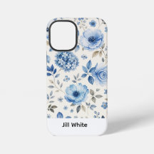 Blanco Acuarela Floral Azul