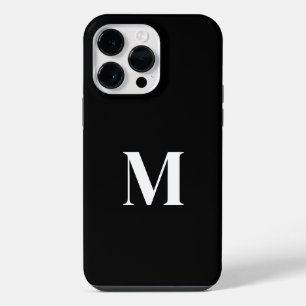 Funda Para iPhone 14 Pro Max Blanco Negro Nombre Personalizado Monograma Elegan