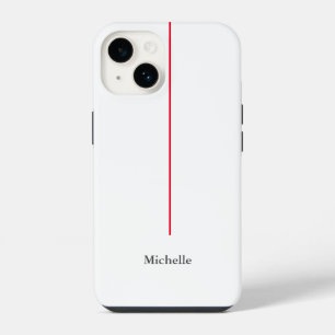 Funda Para iPhone 14 Blanco Rojo Minimalista elegante profesional