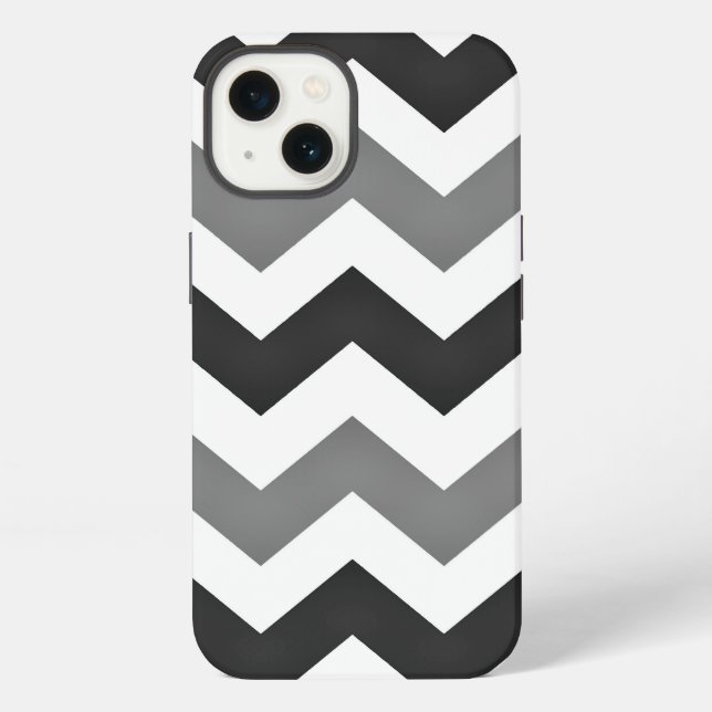 Funda Para iPhone Blanco y Gris Chevron Zigzag (Reverso )