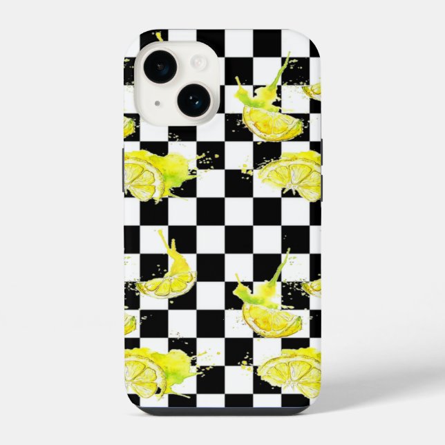 Funda Para iPhone Blanco y Negro con Limones (Reverso )