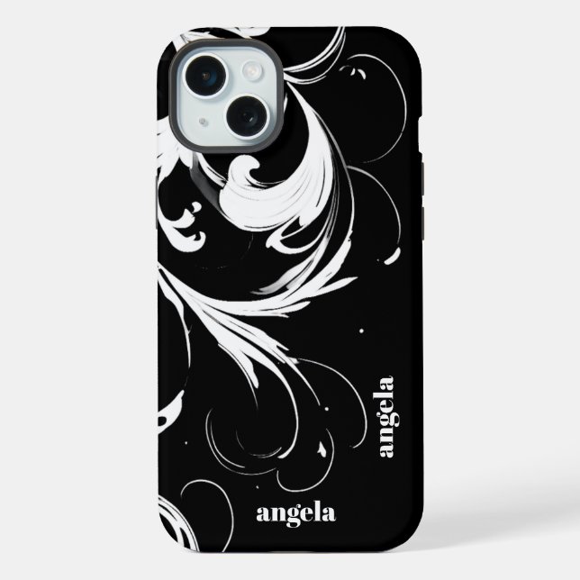 Funda Para iPhone Blancos abstractos modernos y elegantes giran sobr (Reverso )