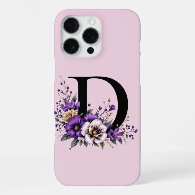Funda Para iPhone Bloom de lavanda: 'D' inicial monogramada' (Reverso )