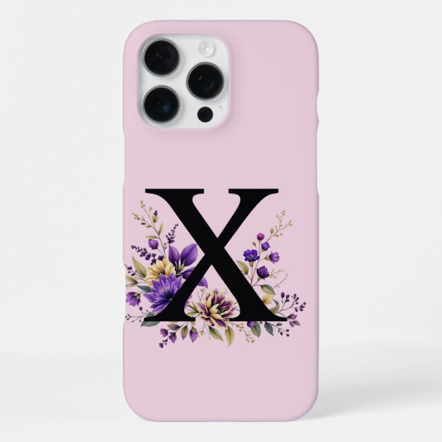 Funda Para iPhone Bloom de lavanda: 'X' inicial monogramada (Reverso )