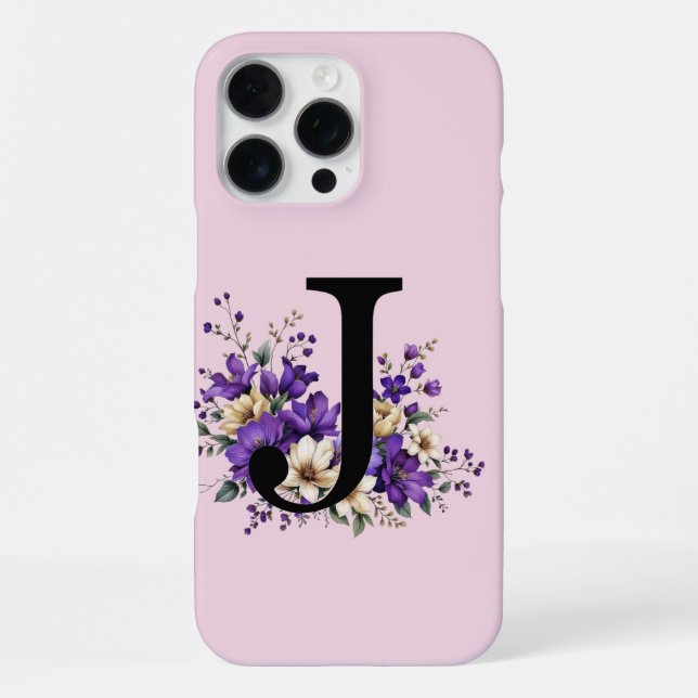 Funda Para iPhone Bloom Lavender : 'J' inicial monogramada (Reverso )