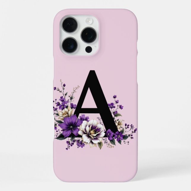 Funda Para iPhone Bloom Lavender : Monogramado Inicial 'A' (Reverso )